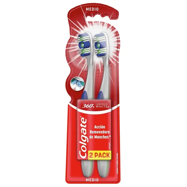 Cepillo dental Colgate 360 luminous white 2 por 1