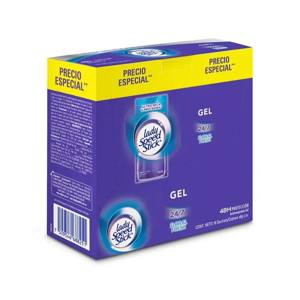 Desodorante Lady Speed Stick Floral en display de 18 sachets