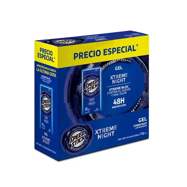 Desodorante Speed Stick Cool Night gel en display de 18 sachets