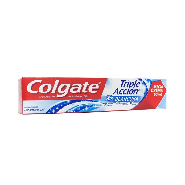 Crema dental Colgate triple acción extra blancura de 60 ml