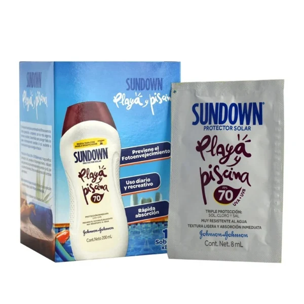 Bloqueador Sundown #70 display de 8 ml por 12 sachets
