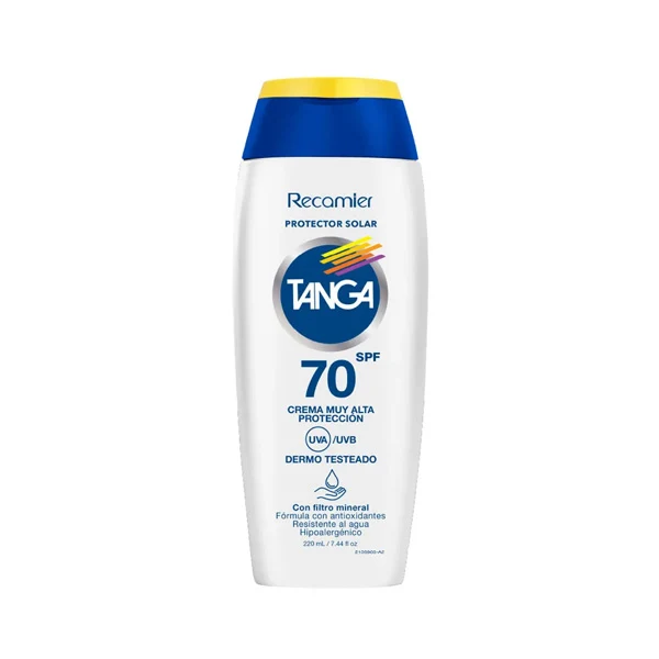 Bloqueador Tanga crema SPF 70 en pote de 220 ml