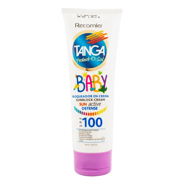 Bloqueador Tanga Baby crema SPF 100 en pote de 120 ml