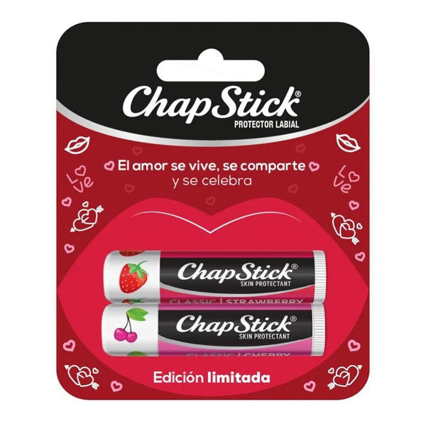 Chapstick promoción Amor y Amistad Cereza + Fresa (2 unidades)