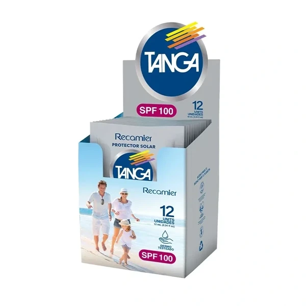 Bloqueador Tanga SPF 100 en display de 12 sachets