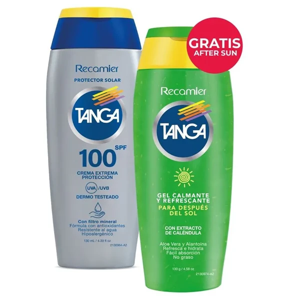 Bloqueador Tanga SPF 100 de 130 ml + gel After Sun de 85 ml