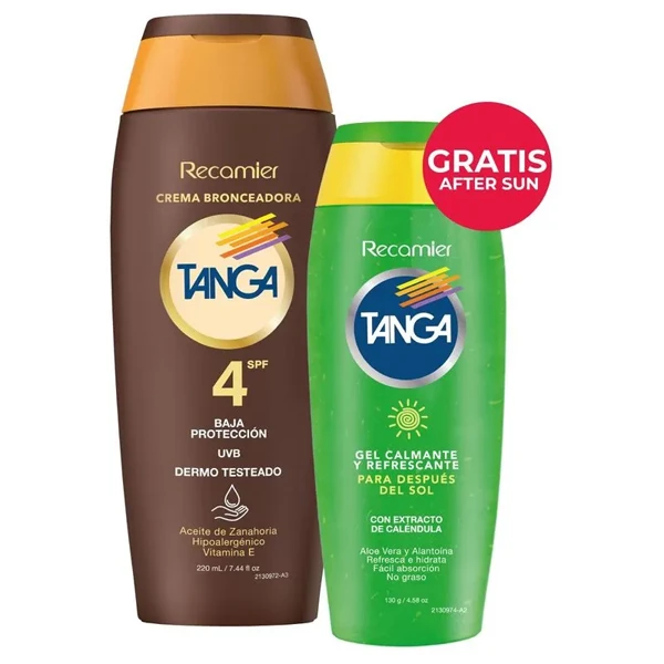 Bronceador Tanga SPF 4 de 220 ml + gel After Sun de 85 ml